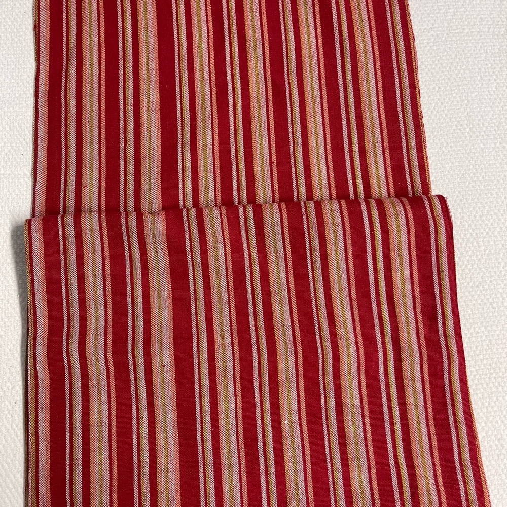Red and Cream Patterned Table Runner Plaid Floral 59” x 13” - Picture 2 of 3